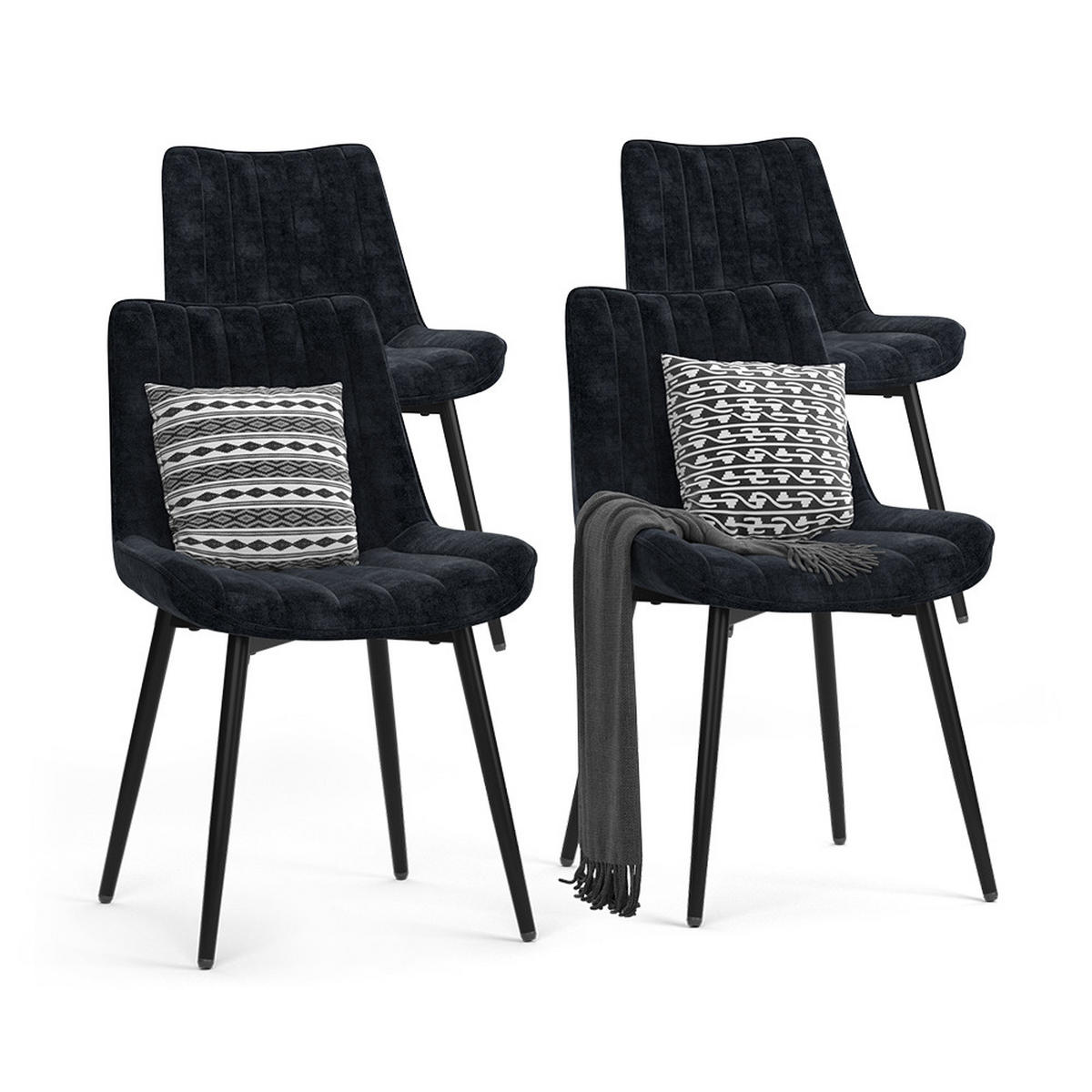 ESSZIMMERSTUHL Ravlo, Schwarz, 51 x 57 cm 4er Set - Schwarz, Textil (51/82/57cm) - Vicco