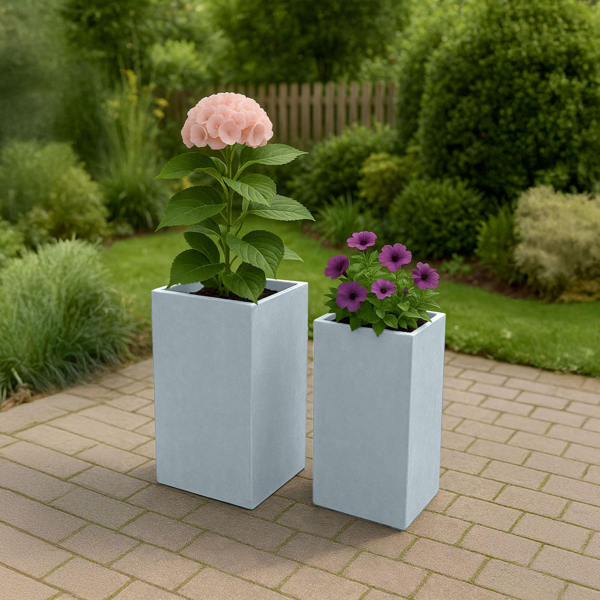 PFLANZKÜBEL 2er Set Grau - Grau, Kunststoff (80cm) - CLP