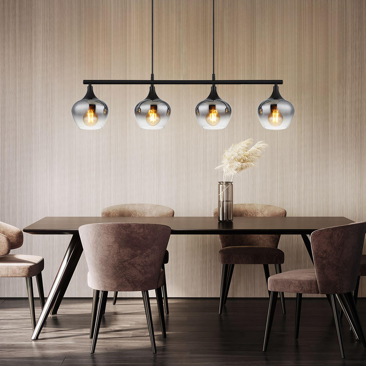 LED HÄNGELEUCHTE Maxy Metall Schwarz - Schwarz, Glas (90/15/120cm) - Globo Lighting