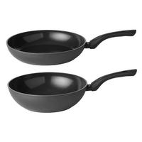 PFANNENSET Kochgeschirr Set Stonehenge 2-Delig - Bratpfanne ø 28 cm und Wok-Pfanne ø 28 cm - keramische antihaftbeschichtung - Schwarz, Metall - Sola