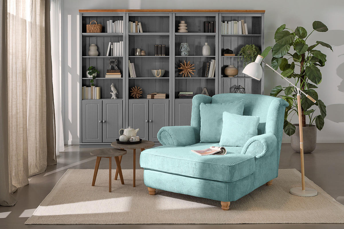 XXL SESSEL - Cord - Hellblau, Textil (135/100/128cm) - home24