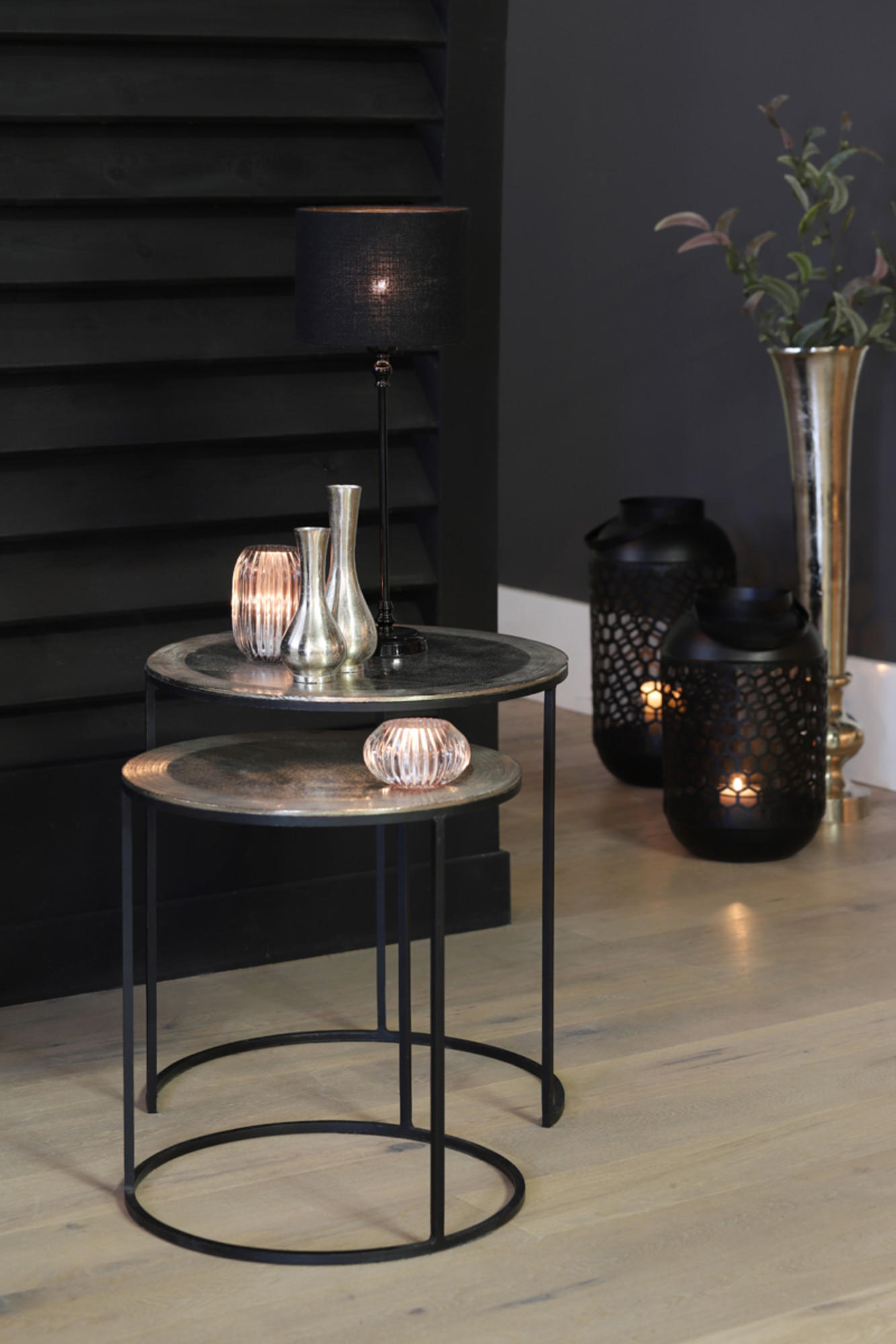 BEISTELLTISCH Talca Silber Ø49/52 cm 2er-Set - Silberfarben, Metall (49/49/50.5cm) - Light & Living