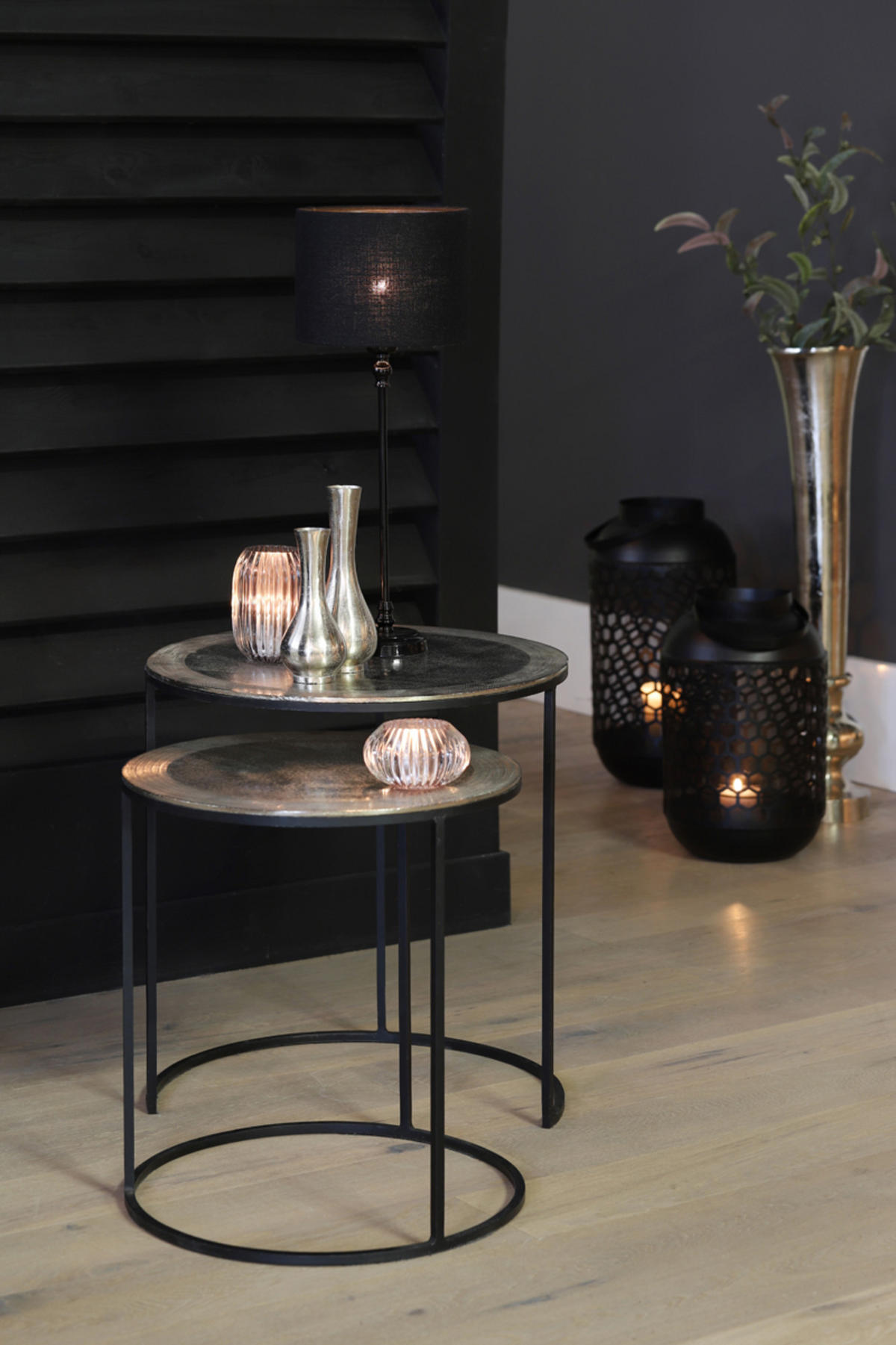 BEISTELLTISCH Talca Silber Ø49/52 cm 2er-Set - Silberfarben, Metall (49/49/50.5cm) - Light & Living