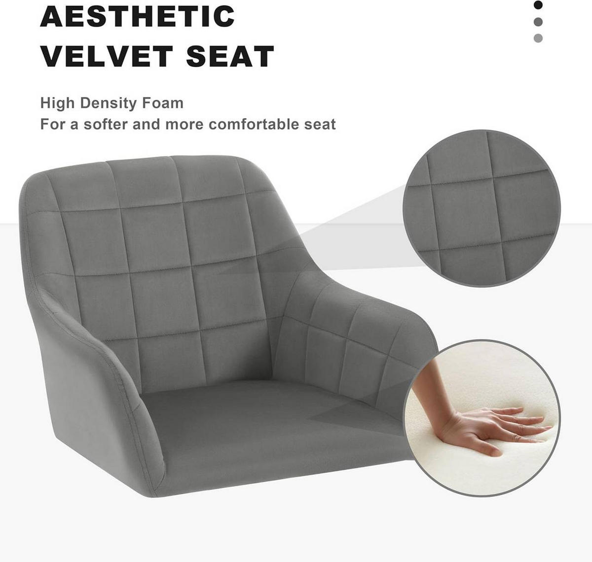 DREHSTUHL drehbar, Bürostuhl ergonomisch, Samt, Dunkelgrau - Dunkelgrau/Schwarz, Kunststoff/Textil (58/77/61cm) - Woltu