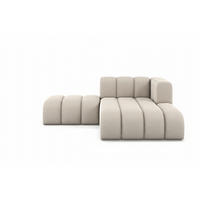 CHAISELONGUE Mit Hocker Grand, Veloursstoff Salvador, Beige, Rechts - Beige, Holz (204/179cm) - Kaiser Möbel
