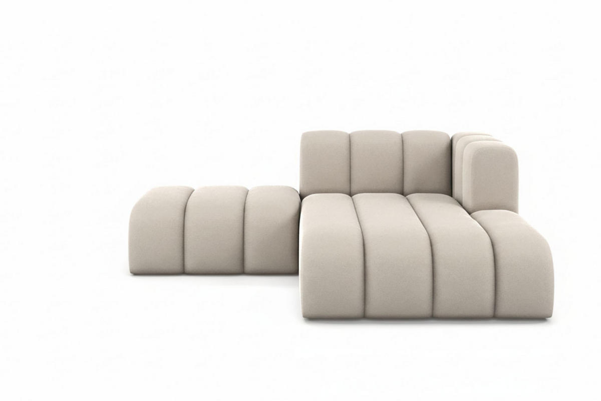 CHAISELONGUE Mit Hocker Grand, Veloursstoff Salvador, Beige, Rechts - Beige, Holz (204/179cm) - Kaiser Möbel
