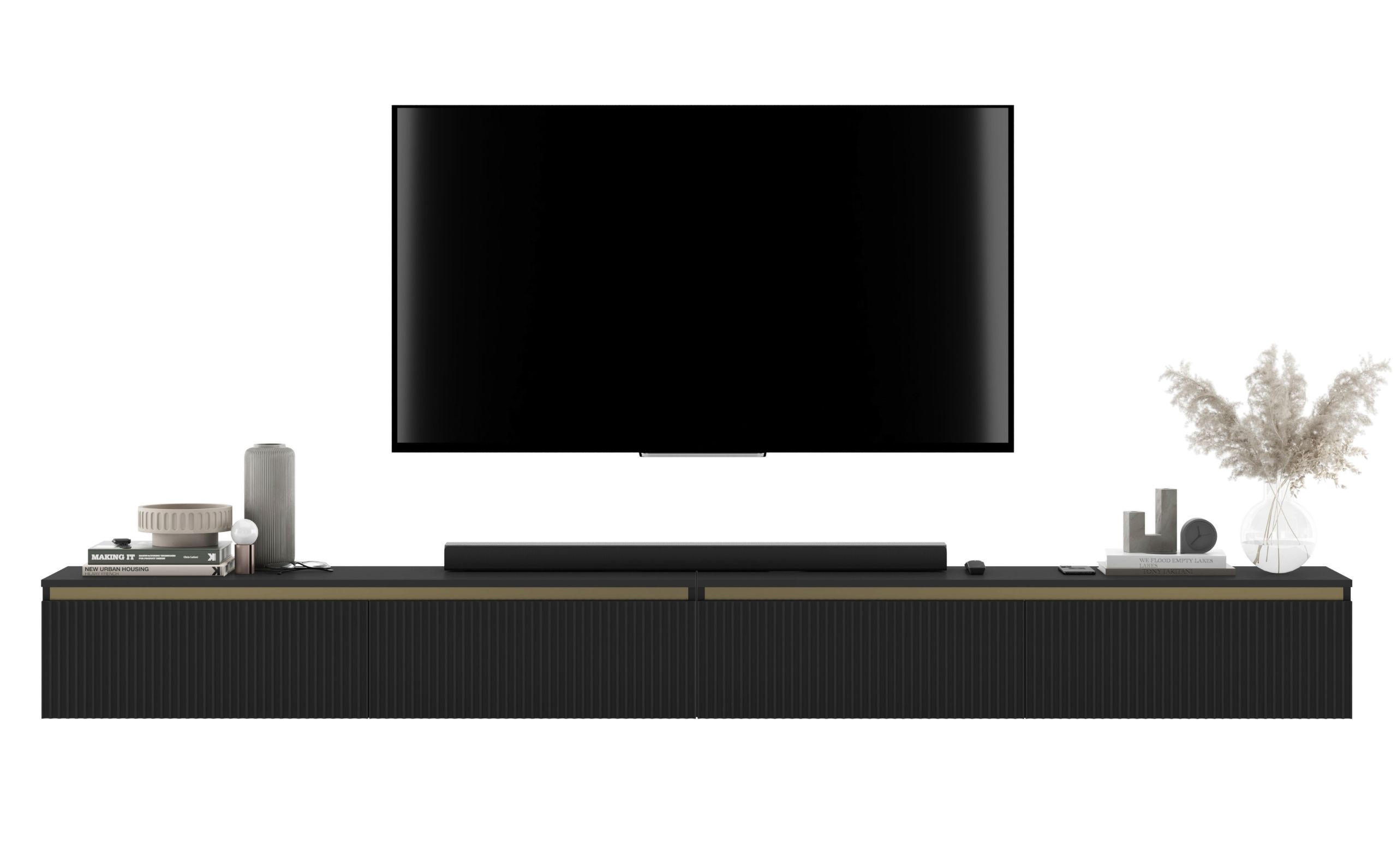 TV-LOWBOARD 2-er Set Selene Schwarz Matt Glamour 140 cm - Schwarz, Holzwerkstoff (280/30/35cm) - Meble Lindner