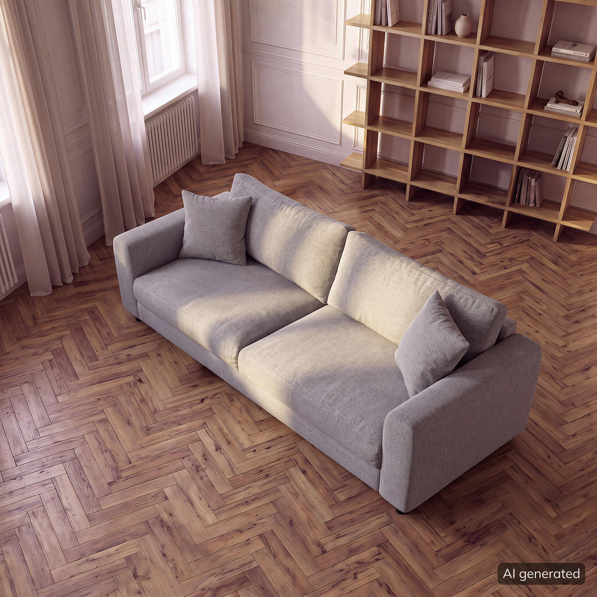 3-SITZER SOFA - Schwarz/Hellblau, Holz/Kunststoff (238/79/106cm) - home24