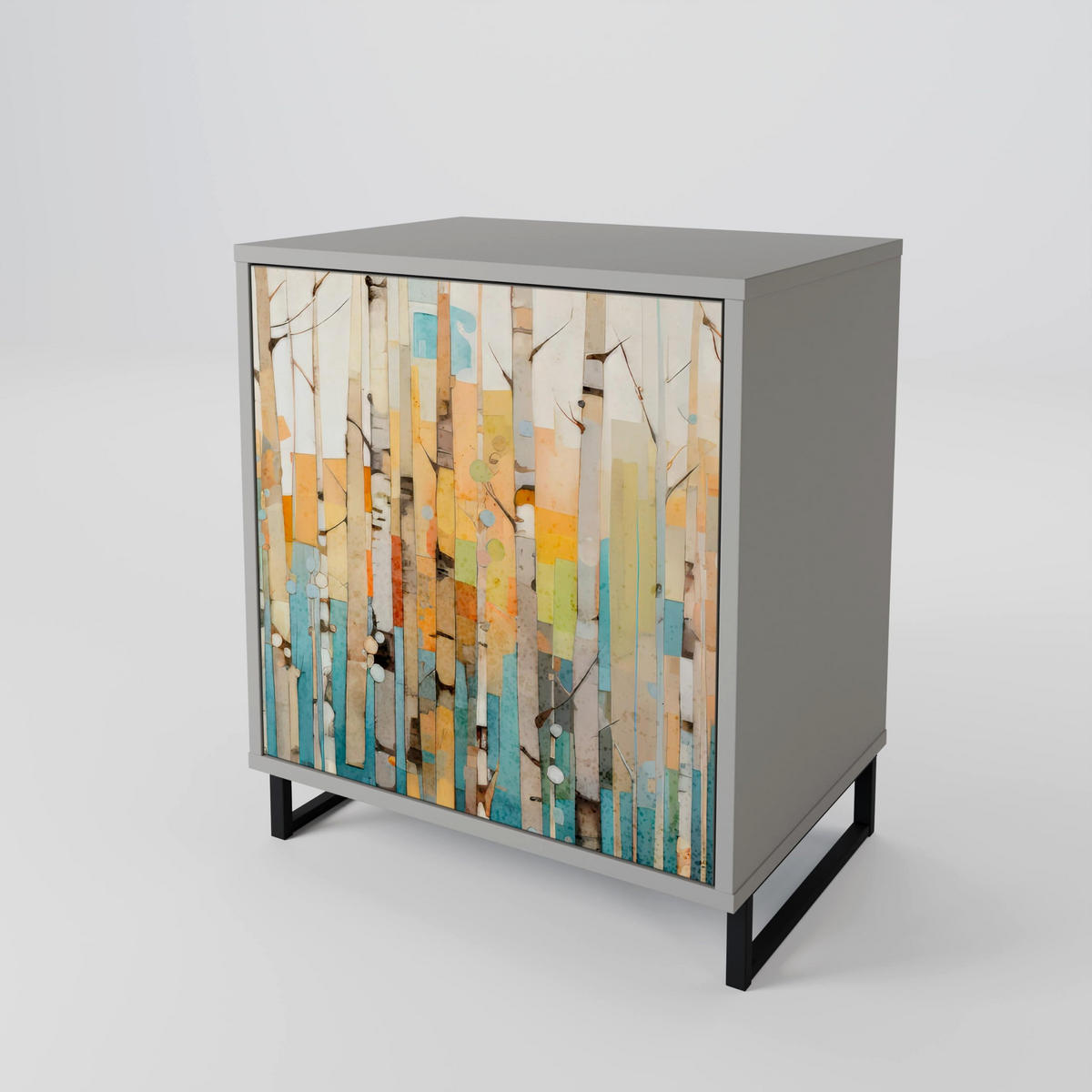 SIDEBOARD BIRCH KALEIDOSCOPE, Grau, 57,5x42x57,5 cm, Ohne Füße - Multicolor/Grau, Holzwerkstoff (57.5/57.5/42cm) - SpaceRebels