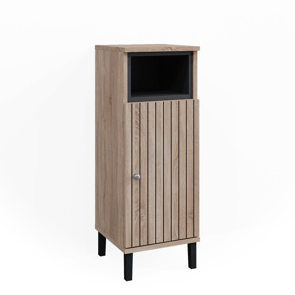 MIDISCHRANK Aquis Sonoma 30 x 86.8 cm mit Tür und offenem Fach - Braun/Sonoma Eiche, Holzwerkstoff (30/81.8/30cm) - Vicco