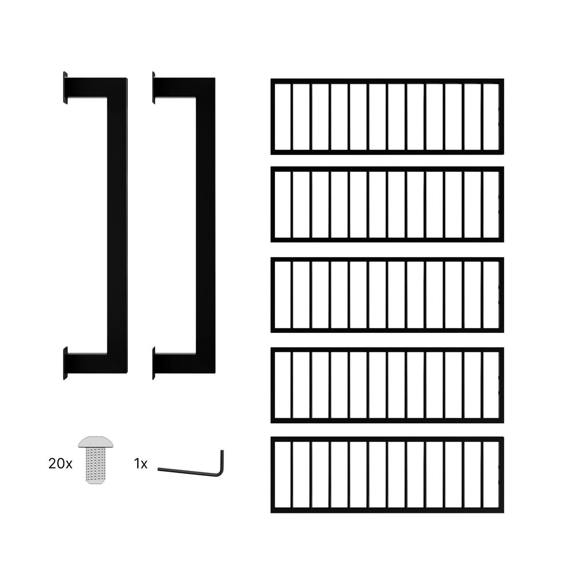 WEINREGAL Canary Metall,Schwarz, Für 60 Weinflaschen 120/100/30 cm - Schwarz, Metall (30/120/100cm) - Metalo Pro