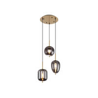 LED-PENDELLEUCHTE Messing Ø46cm, Glaskugeln Rauchglas - Messingfarben/Schwarz, Glas (46/46/120cm) - meineWunschleuchte