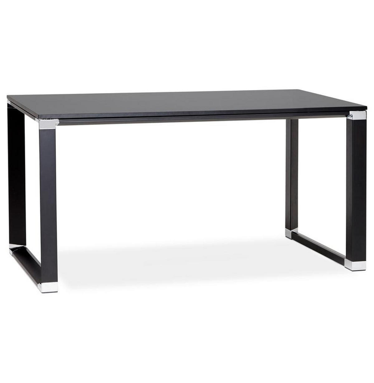 SCHREIBTISCH Modern Chromdetails Große Arbeitsfläche KERIX, Schwarz 140x70x74 cm - Schwarz, Holz/Metall (70/140/74cm) - KADIMA DESIGN