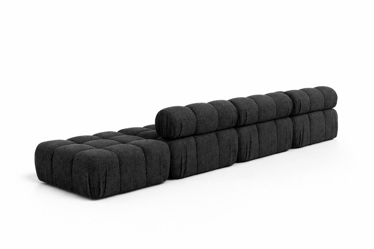 ECKSOFA L-Form XL, Stoff Bouclé Abriamo, Graphit, Links, Selia L XL - Graphitfarben, Holz (380/160cm) - Kaiser Möbel