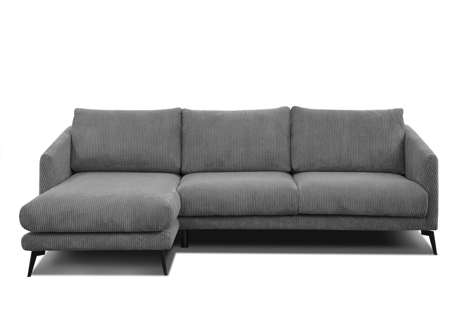 ECKSOFA VILT 4-Sitzer, dunkelgrau - Dunkelgrau/Schwarz, Holzwerkstoff/Textil (156/255cm) - Courtois Laville