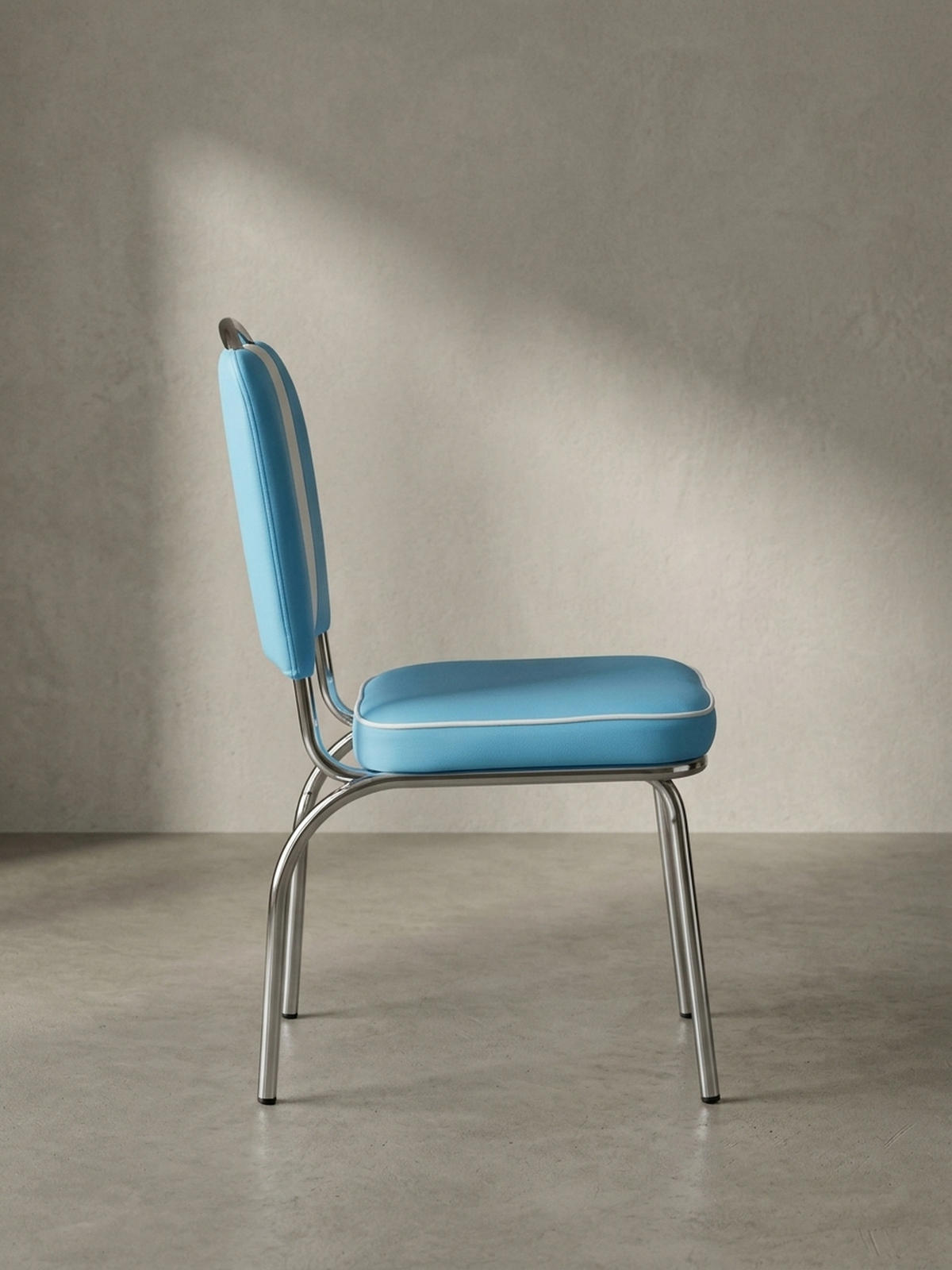 ESSZIMMERSTUHL Kunstleder mit Metallgestell Retro 50er Jahre gepolstert, Blau 47x45x90 cm - Blau/Silberfarben, Kunststoff/Textil (47/90/45cm) - KADIMA DESIGN