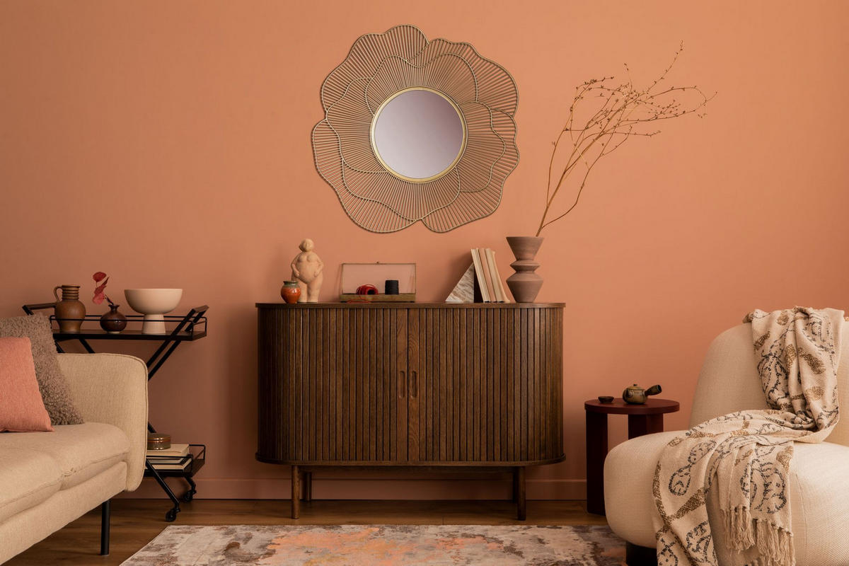 WANDSPIEGEL Rund Metall Gold 77 cm Blütenform - Goldfarben, Glas (77/77/3cm) - KADIMA DESIGN