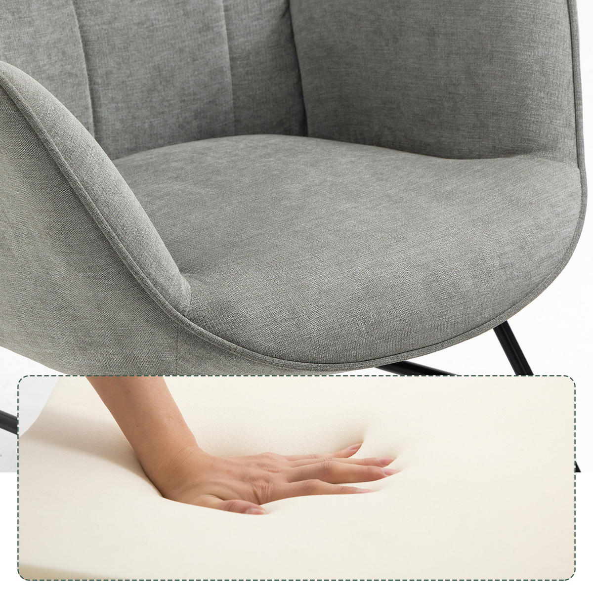 SCHAUKELSTUHL Massivholz, Grau - Grau, Holz/Textil (66/97/84cm) - Meubles Cosy