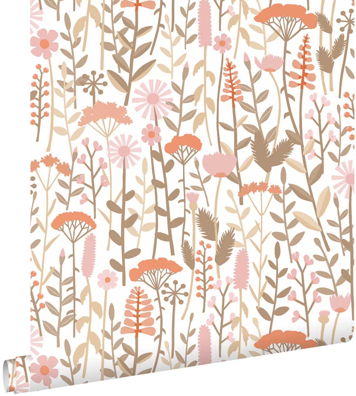 TAPETE Feldblumen 50 x 900 cm - Terracotta, Papier (50/0.1cm) - ESTAhome