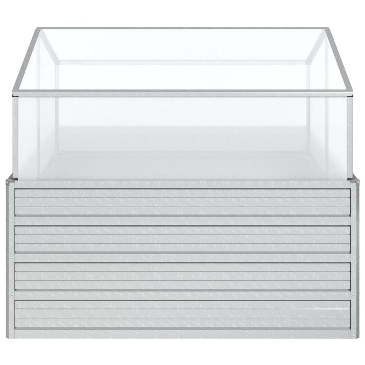 HOCHBEET mit Gewächshaus, 100/100/85 cm, aus Verzinkter Stahl, Silber - Silberfarben, Metall (100/85/100cm) - vidaXL