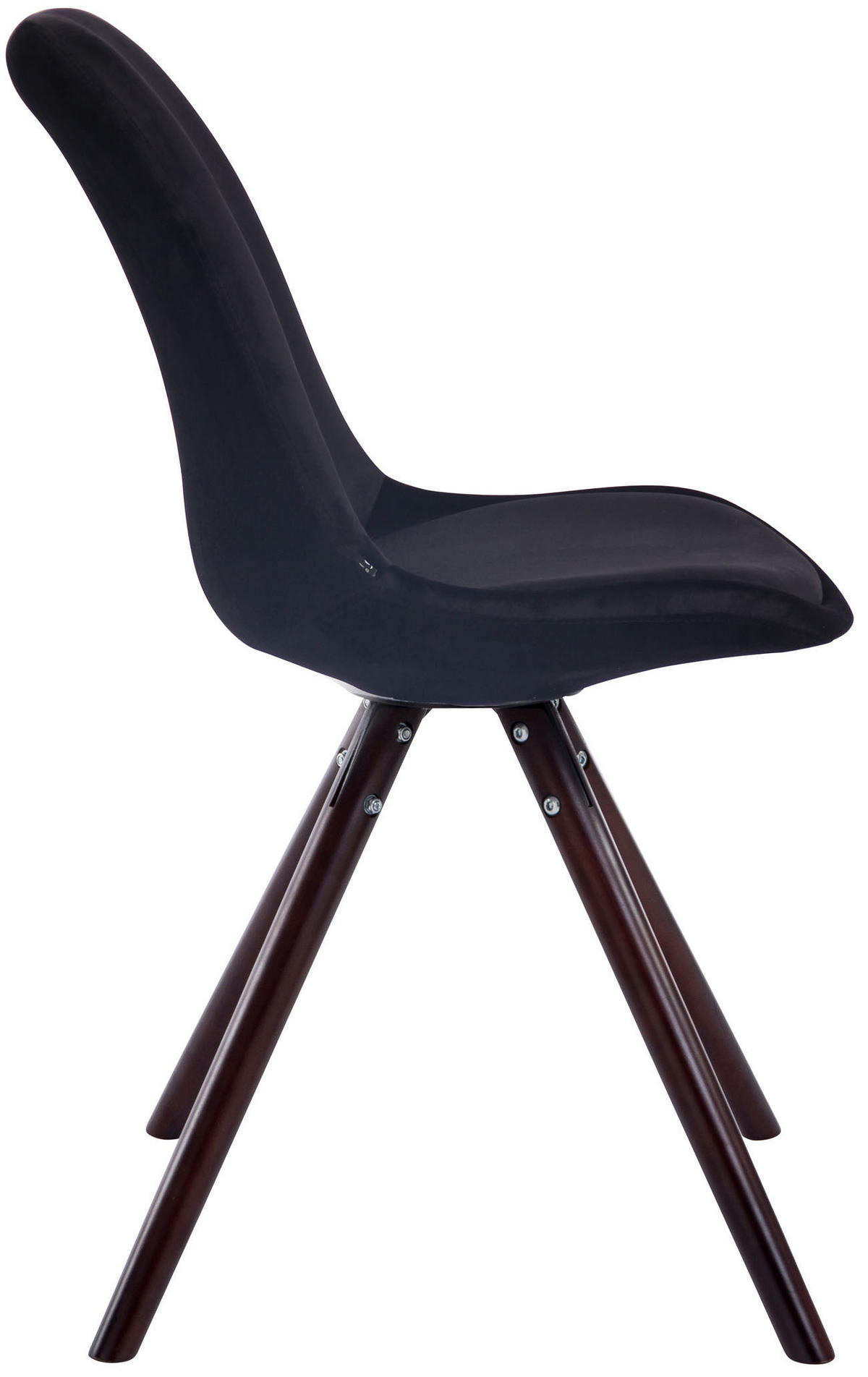 BESUCHERSTUHL Toulon Samt, Gestell Buchenholz Cappuccino rund Schwarz - Schwarz/Cappuccino, Holz/Buchenholz (48/83/56cm) - TPFLiving