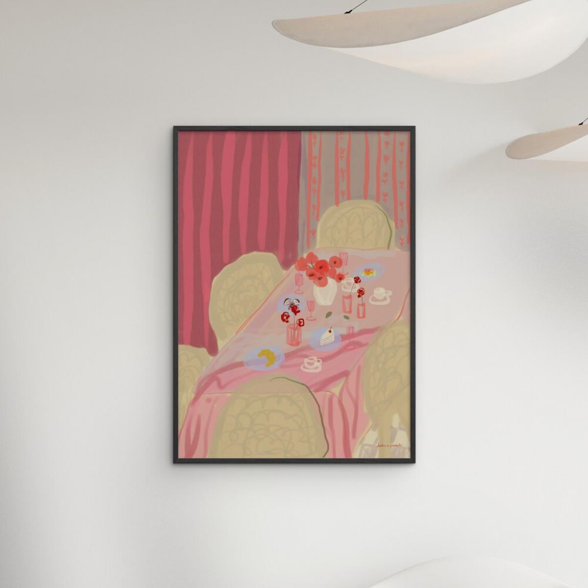 POSTER mit Rahmen Katharina Puritscher - Rose Table - Pink/Schwarz, Holz/Papier (70/100cm) - Poster&Frame
