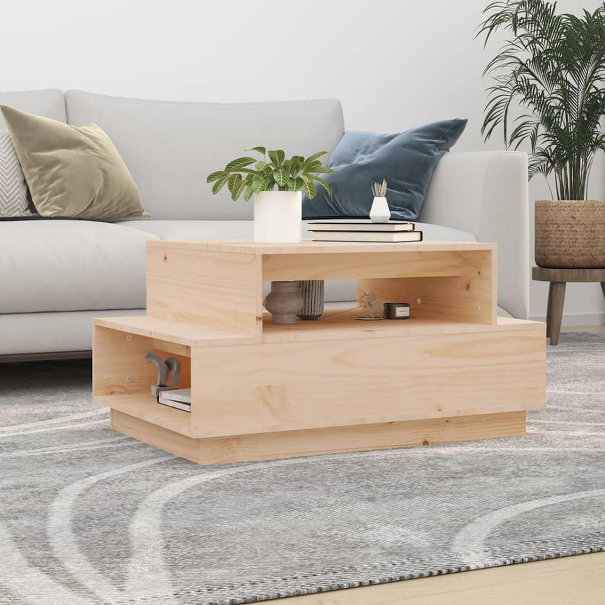 COUCHTISCH 80x55x40,5 cm Massivholz Kiefer - Braun, Holz (80/55/40.5cm) - furnicato