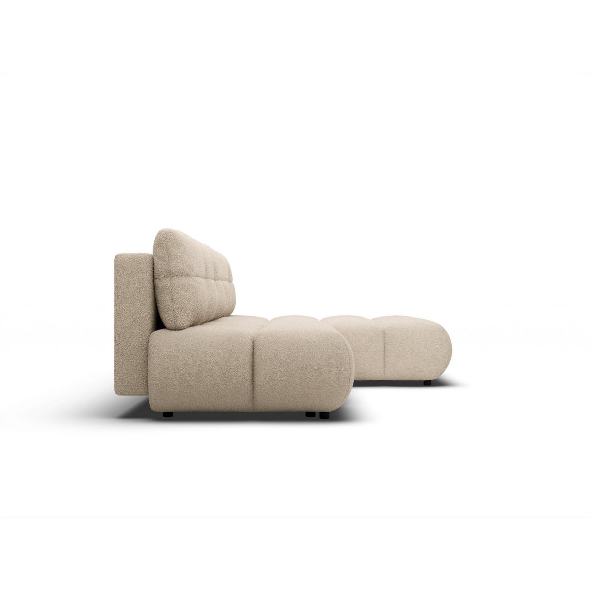 ECKSOFA CORSO R-S Beige Boucle-Stoff mit Schlaffunktion - Sandfarben, Holz (230/177cm) - MASSENO