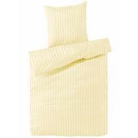 BETTWÄSCHE Damast 135x200 Creme gestreift - Bettbezug aus 100% Baumwolle - Creme, Textil (135/200cm) - Carpe Sonno