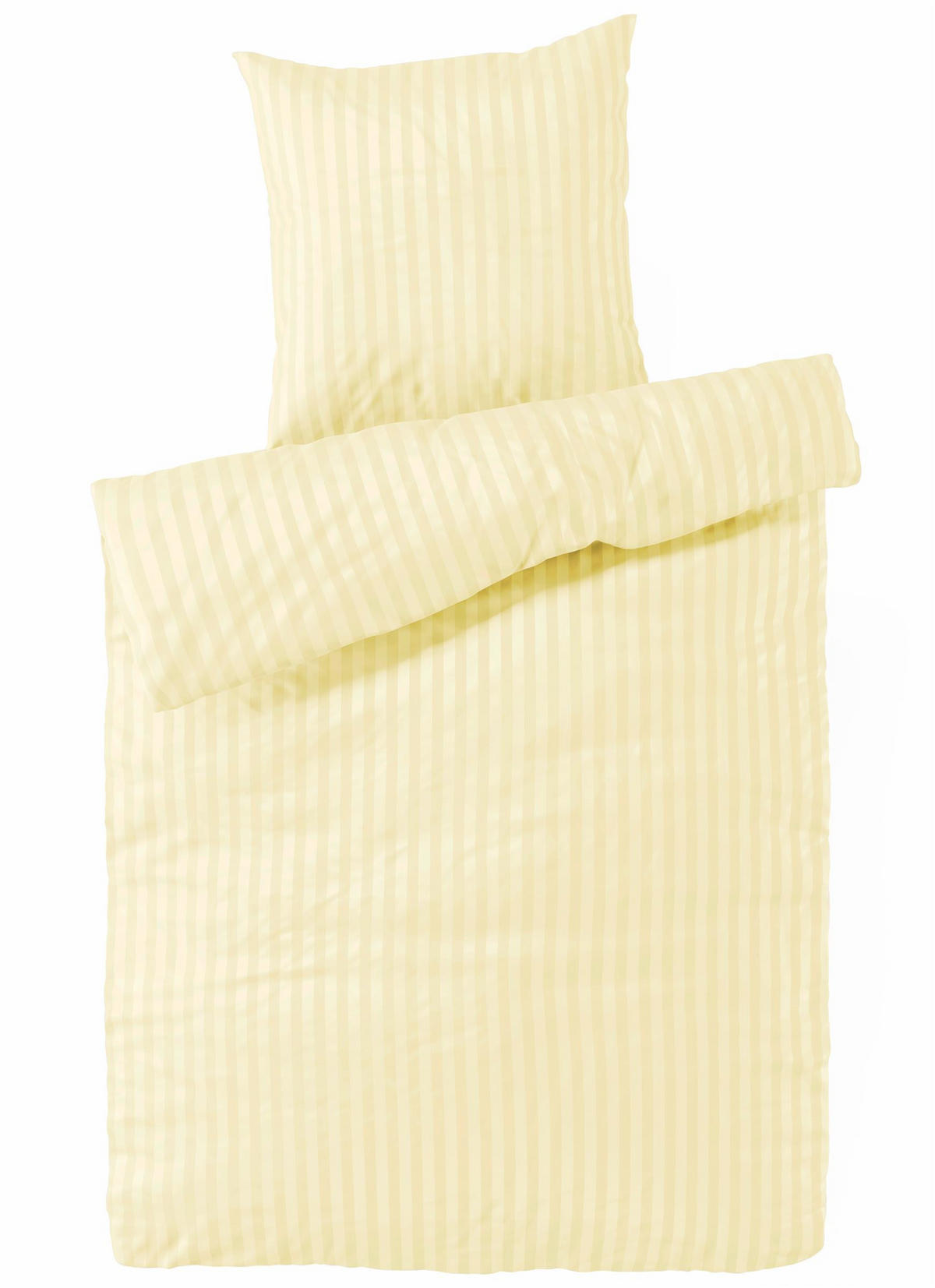 BETTWÄSCHE Damast 135x200 Creme gestreift - Bettbezug aus 100% Baumwolle - Creme, Textil (135/200cm) - Carpe Sonno