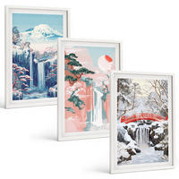 BILDER SET 3er Set - 40x60 cm Weißer Rahmen - Berglandschaften, Wasserfälle - Weiß, Kunststoff (40/60cm) - TULUP