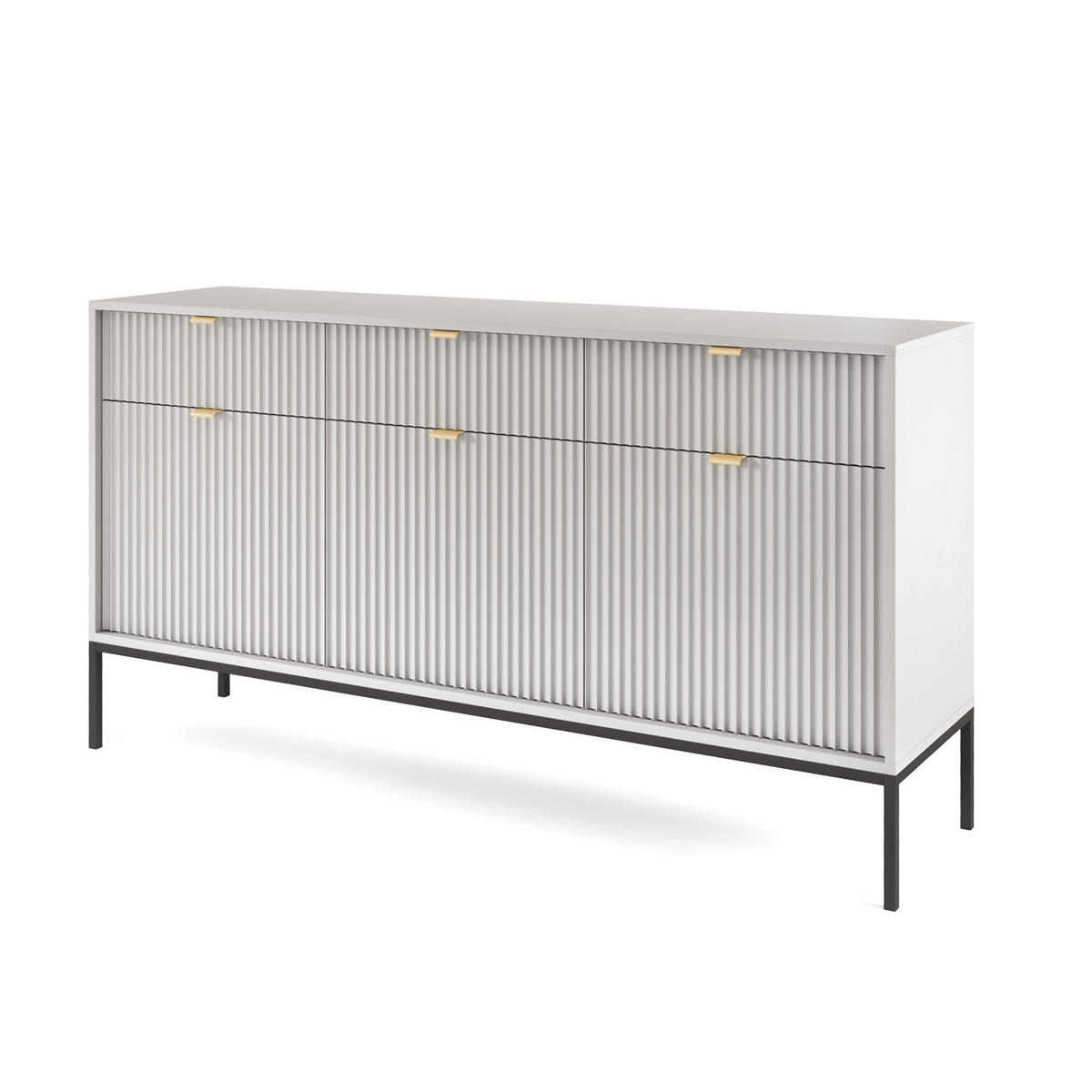 SIDEBOARD Vellore Grau 154 cm - Goldfarben/Schwarz, Holzwerkstoff/Metall (154/83/39cm) - Selsey