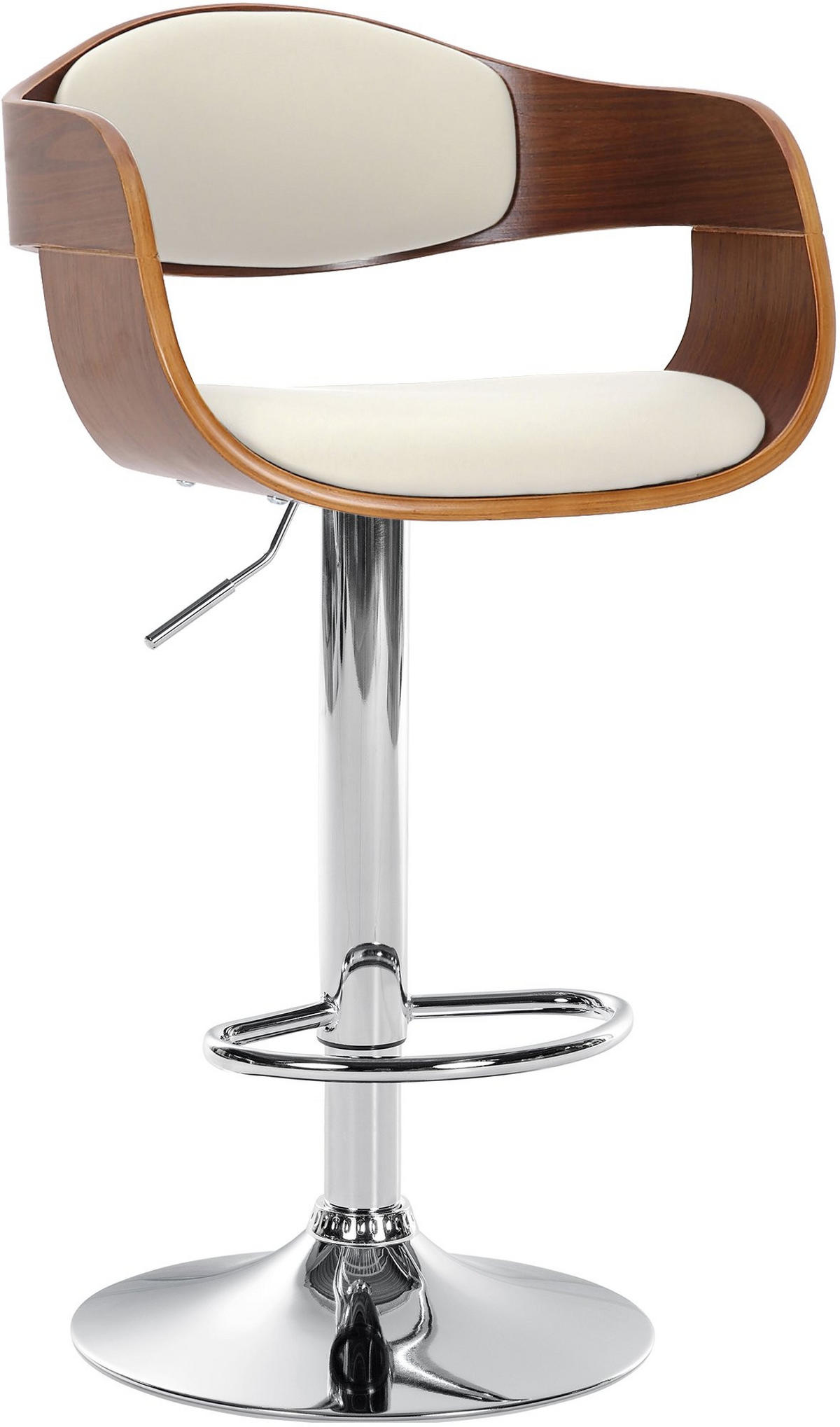 BARHOCKER Lederlook walnuss/weiß - Walnussfarben/Weiß, Textil/Metall (50/88/48cm) - CLP