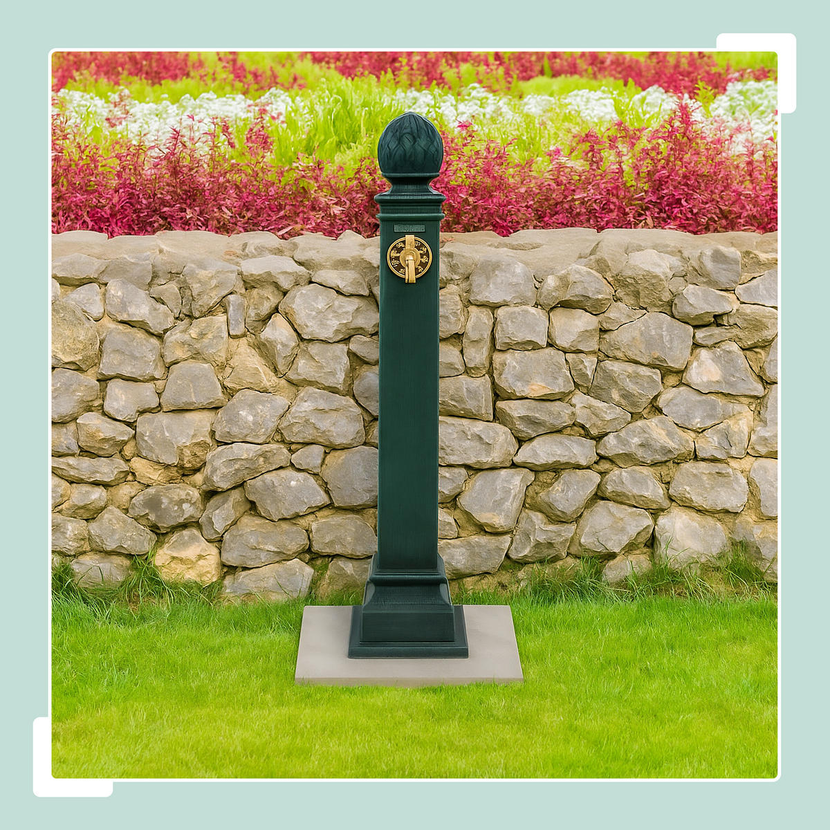 STANDBRUNNEN - Dunkelgrün, Metall (22/18.5/80cm) - Relaxdays