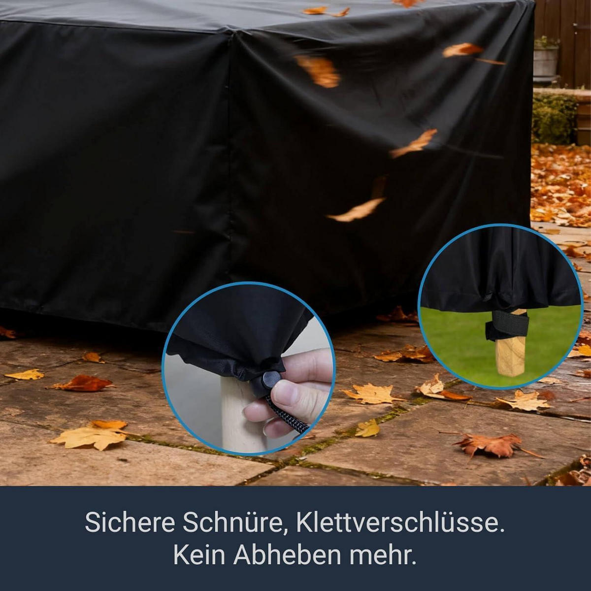 ABDECKHAUBE Gartenmöbel 150 x 120 x 71 cm Wasserdicht Schwerlast Kunststoff - Schwarz, Kunststoff (120/71/150cm)