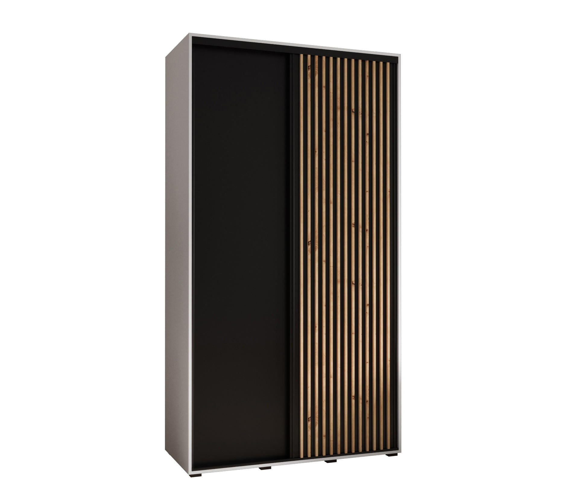 Abiks Möbel Schwebetürenschrank Weiß, Schwarz, Eiche Artisan 130x235x60 cm