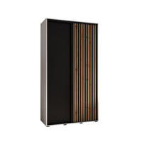 SCHWEBETÜRENSCHRANK 205,2/130/45 2-türig - Schwarz/Weiß, Holz/Metall (130/205.2/45cm) - Abiks Möbel
