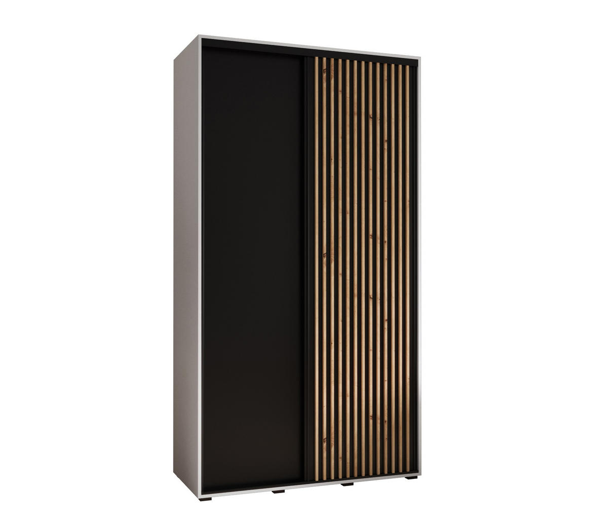 SCHWEBETÜRENSCHRANK 205,2/130/45 2-türig - Schwarz/Weiß, Holz/Metall (130/205.2/45cm) - Abiks Möbel