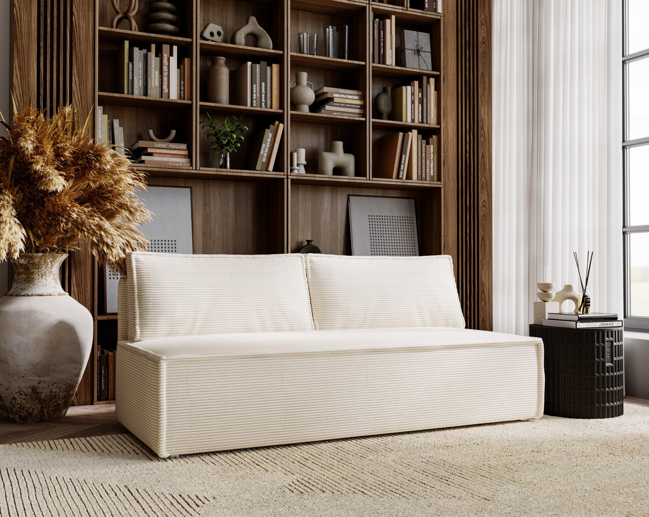 SCHLAFSOFA Mit Bettkasten DUO Poso Stoff Hellbeige - Ecru, Holz (198/89/90cm) - Kaiser Möbel