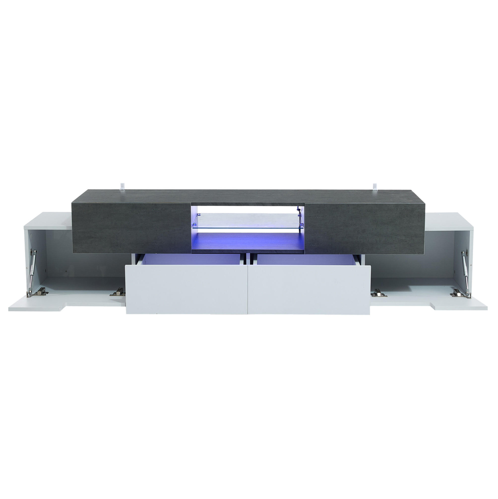 LOWBOARD 180/40/45 cm Weiß/Grau aus Spanplatte mit LED-Beleuchtung - Weiß, Holzwerkstoff (40/45/180cm) - OKMYHOME