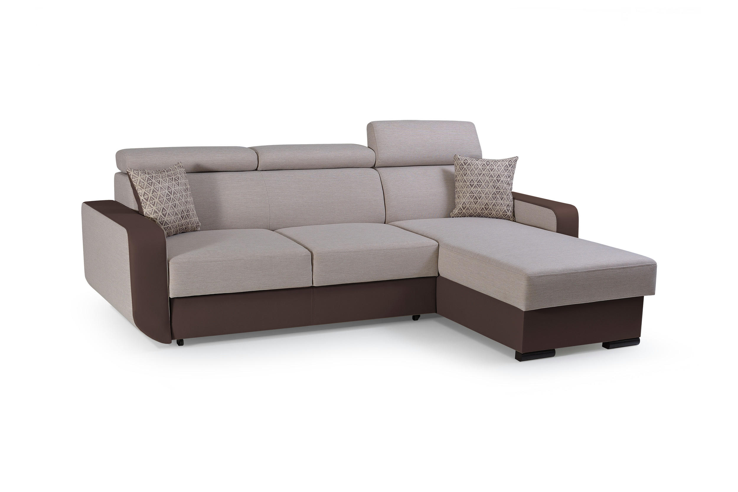 ECKSOFA - Pedro - Beige + Braun - Beige/Braun, Textil (236/165cm) - Möblo