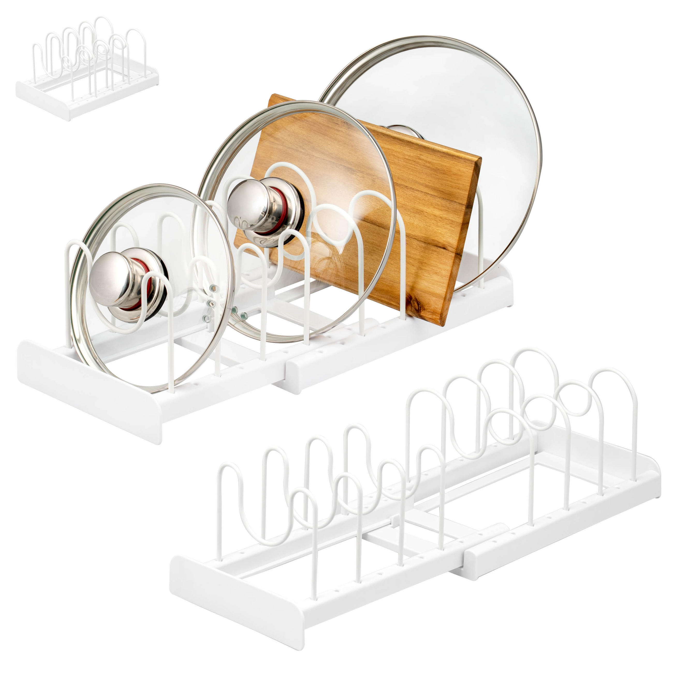 TOPFDECKELHALTER 2er Set, weiß - Weiß, Metall - eluno