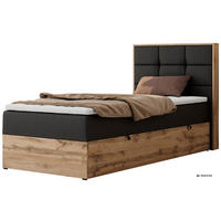 BOXBETT ALBERO 1 90/200 - Schwarz Kunstleder - Topper T25 - H4 - Rechts - Schwarz, Kunststoff/Textil (90/200cm) - MKS
