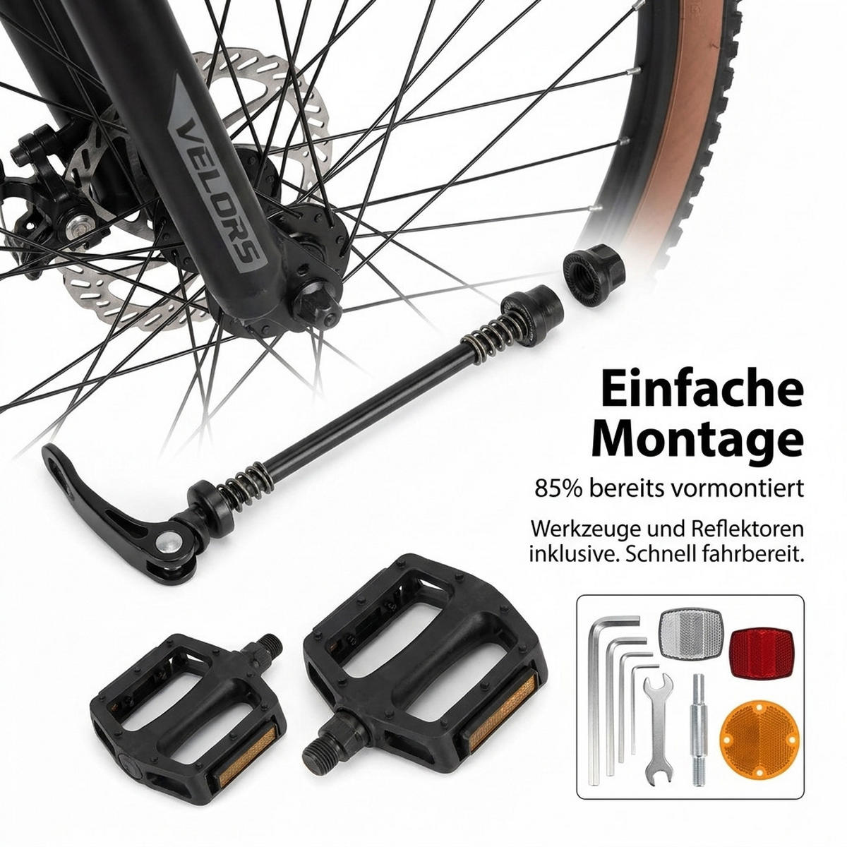 MOUNTAINBIKE 27,5 Zoll Schwarz + Grau – 21-Gang Schaltung - Doppelscheibenbremsen – Carbonstahl - Schwarz, Metall (20cm) - Oxeza