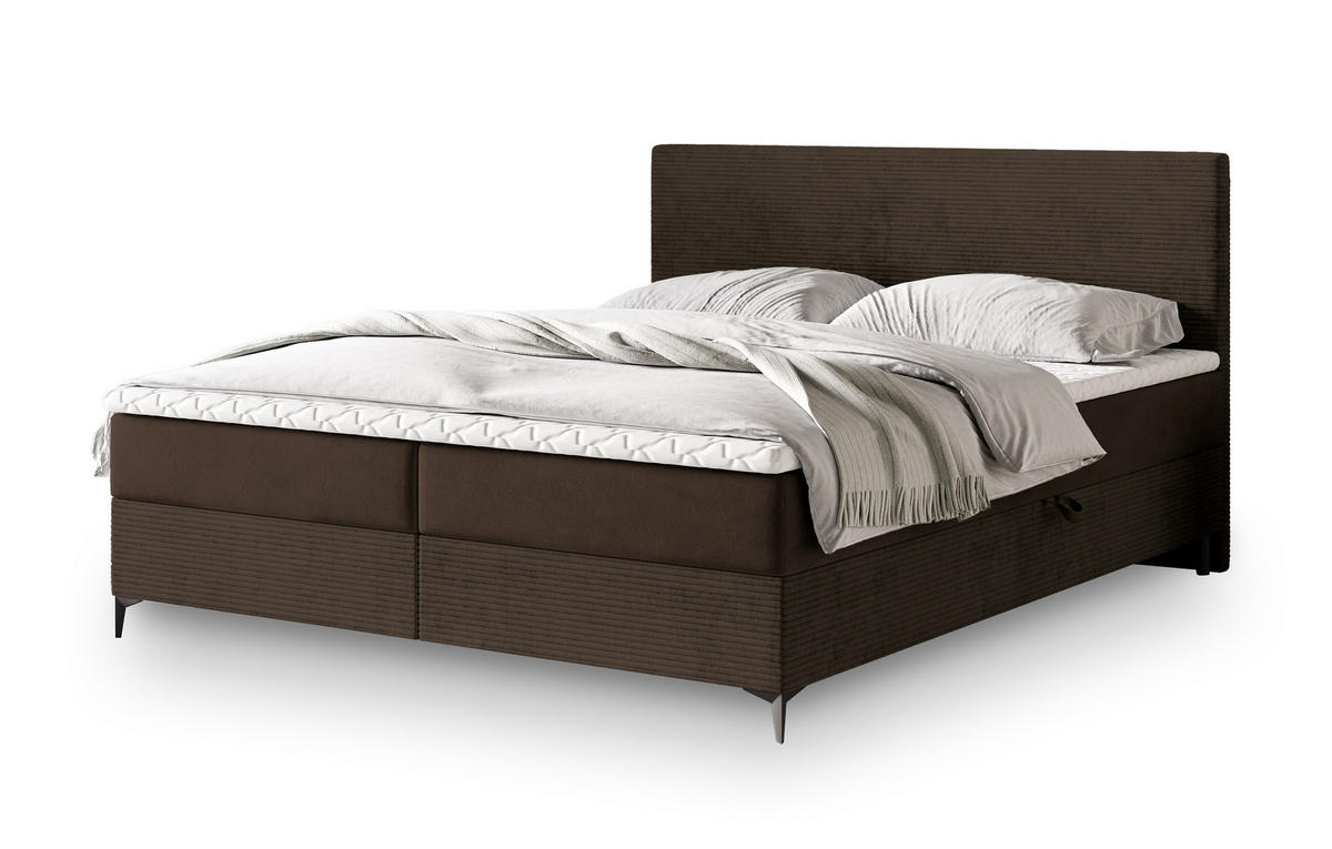 POSTEL BOXSPRING TORREL 180x200 cm, s matrací a úložným prostorem, hnědá - hnědá, kov/kompozitní dřevo (180/200cm) - MASSENO