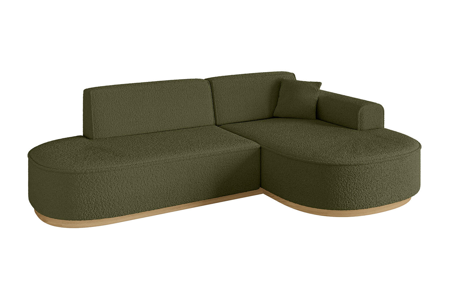 ECKSOFA Ottomane Rechts MARI-L1-v2 - 243x171x83 cm Grün Bouclé - Grün, Holzwerkstoff/Textil (171/243cm) - ALTDECOR