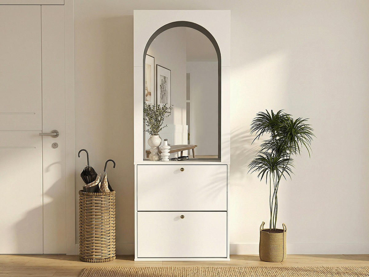 SCHUHSCHRANK - 74 cm x 25 cm - holz - weiß Cymora - Weiß, Holz (74/193.1/25cm) - Vente-Unique