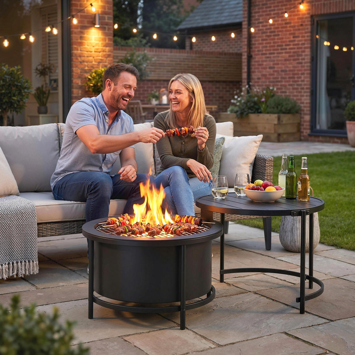 FEUERSTELLE Edelstahl Stahl Schwarz - Schwarz, Metall (63/41/66cm) - Outsunny