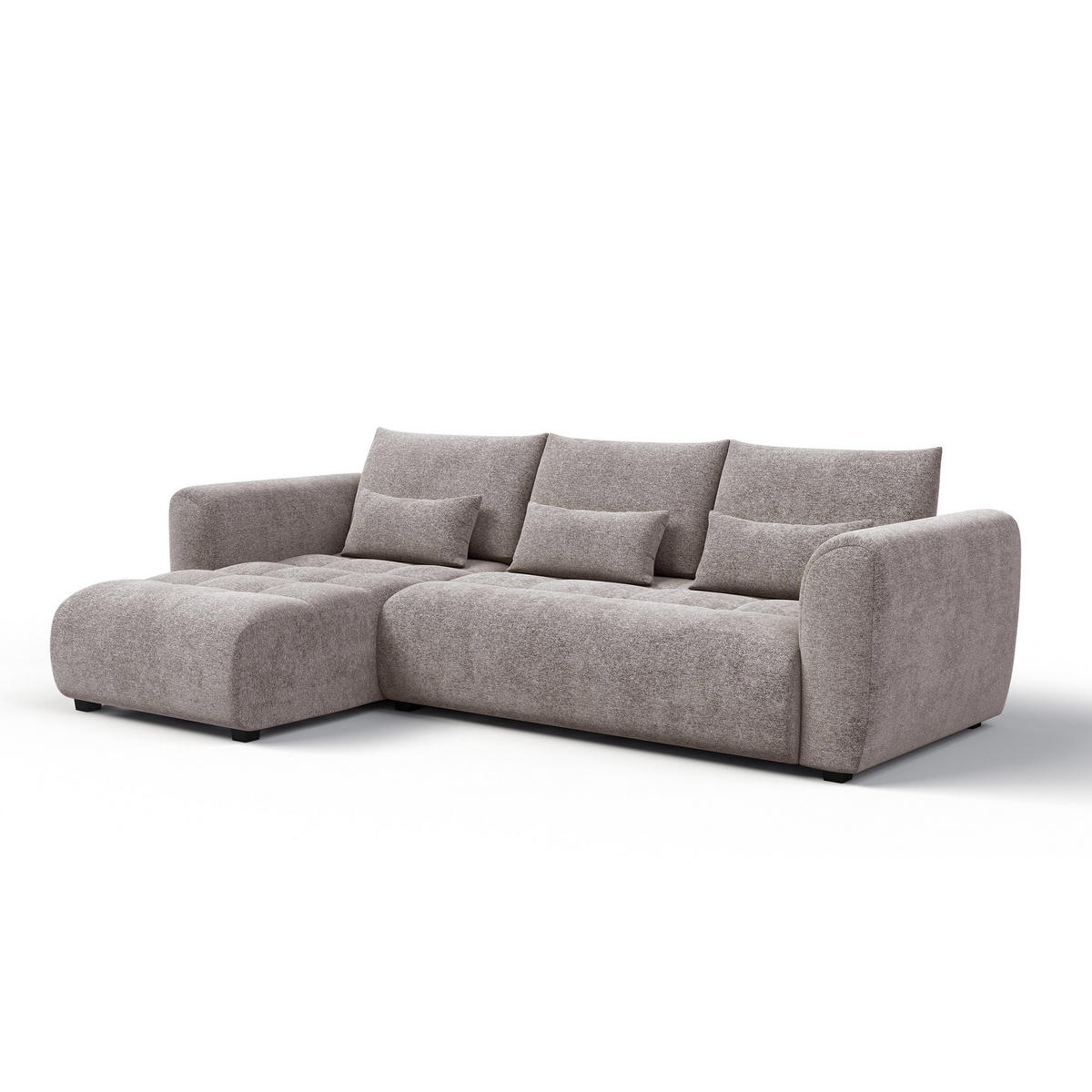 ECKSOFA SORENO 4-Sitzer, dunkelbeige - Beige/Schwarz, Holz/Textil (293/171cm) - Courtois Laville