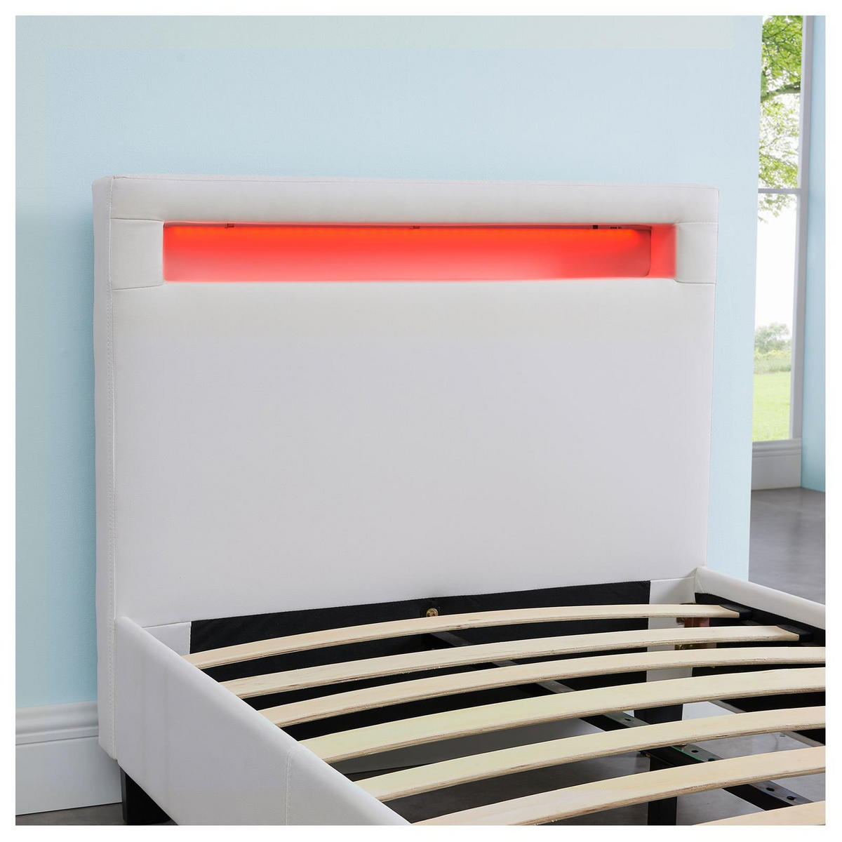 POLSTERBETT MIT LED MANDALAY 90X200 CM - Weiß, Textil (90/200cm) - CARO-Möbel